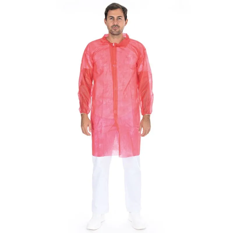 Bezoekersjas rood | PP nonwoven | Maat XL